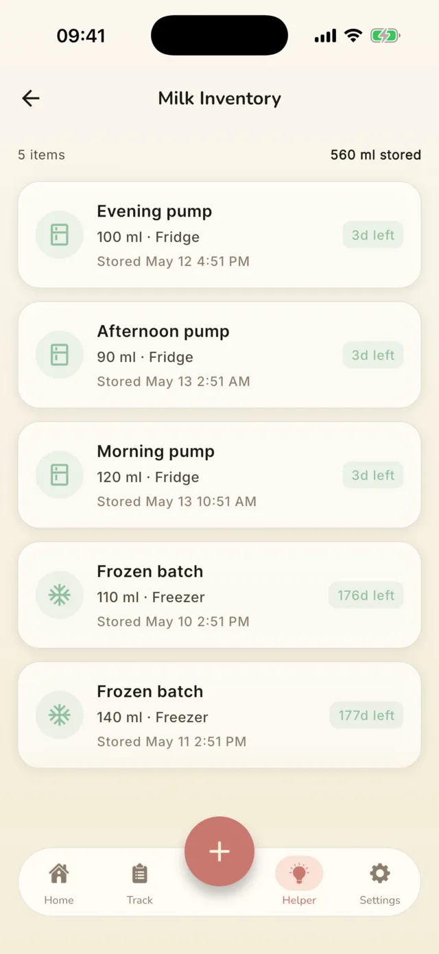 Milk inventory